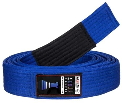 Cintura BJJ OSS Combat Sports - Cintura Jiu-Jitsu Brasiliano Approvata da IBJJF per Adulti Cinture in Cotone 100% pronte per Il Design Resistente e Leggero da Competizione - BJJ Gi A2, A3 (Blue, A2)
