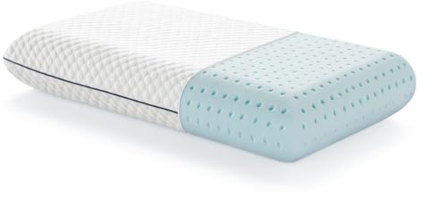 LUCID Cuscino in memory foam, 74 x 48 cm, con infusione di gel rinfrescante, design traspirante e ventilato, cuscino da letto rigido, colore: blu
