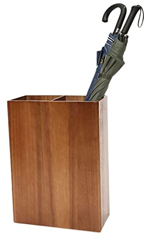 ZAQY Schirmstander Schirmständer Aus Holz Für Den Hauseingang Im Innenbereich, Vintage Regenschirmhalter Mit 2 Fächern Für Schlafsaal, Klassenzimmer, Krankenhaus, Tür Und Schrank