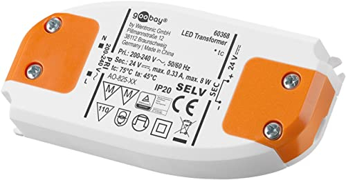 Goobay 60368 LED Trafo 230V auf 24V LED Spot 24V Transformator 8W Gesamtlast LED Treiber 24V DC Gleichspannung LED Driver 24V Trafo kein Flackern