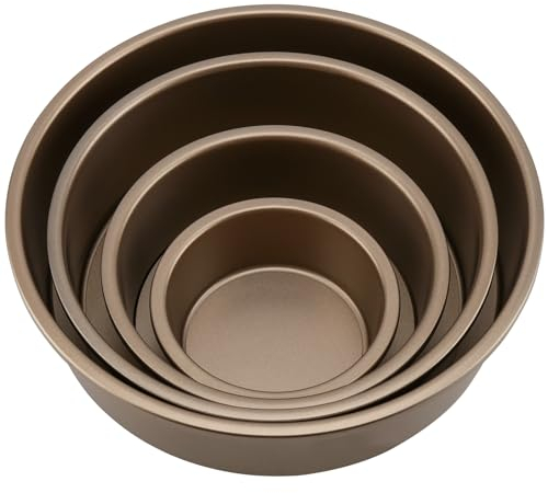 ZOENHOU Juego de 4 moldes redondos de aluminio antiadherente con parte inferior extraíble, molde para hornear, hornear, boda, cumpleaños, fiesta de Navidad