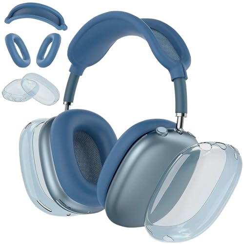 Silicone Case for AirPods Max, Anti-Scratch Ear Pad & Headband Protector, 3-in-1 Accessory Cover - TPU Blue