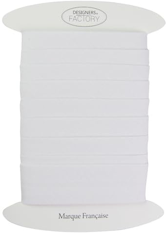Cintas al sesgo de algodón - Ancho grande 30 mm - Vendido por 5 metros, ideal para proyectos de costura más gruesos y acolchados como mantas, cuadros escoceses, cojines... (Blanco)