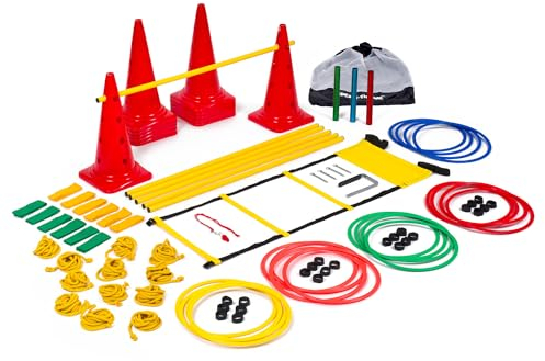 Sport-Thieme Trainingshilfen-Set Bewegung | Koordinationsleiter, Slalomstangen, Markierungskegel | Set für Schule, Training, Koordination | Basketball, Fußball, Volleyball, Tennis