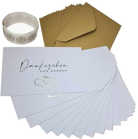 the lazy panda card company 20 Dankeskarten aus Goldfolie mit Grasaufklebern und recycelten Umschlägen