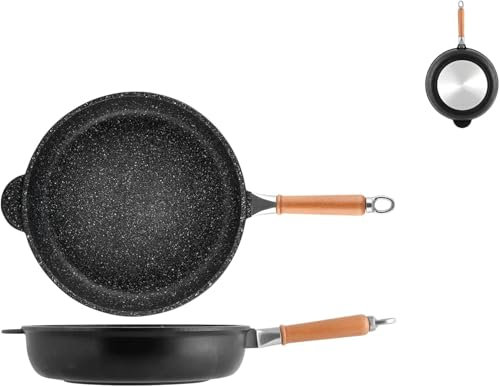 fashion home Pagano Padella Bassa in Pietra Antiaderente Anti graffio Senza PFOA con Manico Removibile 36 CM