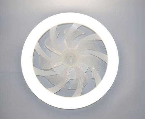 Ventilateur de plafond compact avec lumière intégrée et moteur DC ultra-silencieux. Fini en blanc et d'un diamètre de 48 cm, il est idéal pour les pièces de petite et moyenne taille (10 à 20 m²)