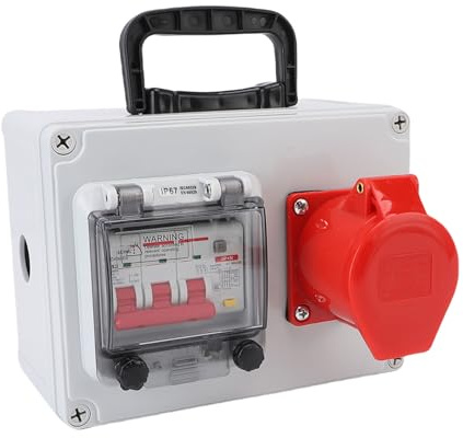 WALFRONT Portable Distribution Box Dust Proof Electrical Outlet Box Suitable for Workshops Construction Sites Engineering Plastic Material