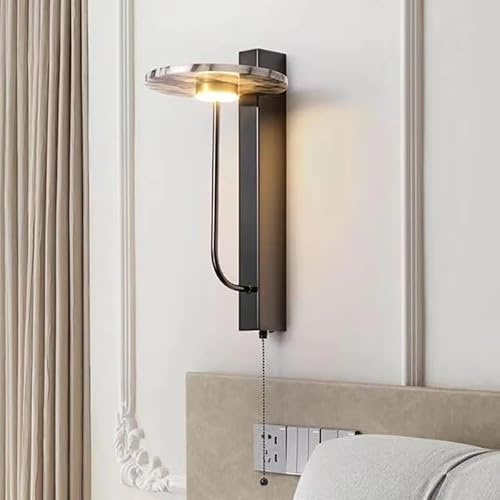 OZBMA Lampada da Parete in Pietra Naturale con Interruttore, Illuminazione d'atmosfera per Interni, Salotto, Sala da Pranzo, Camera da Letto (Luce Calda)