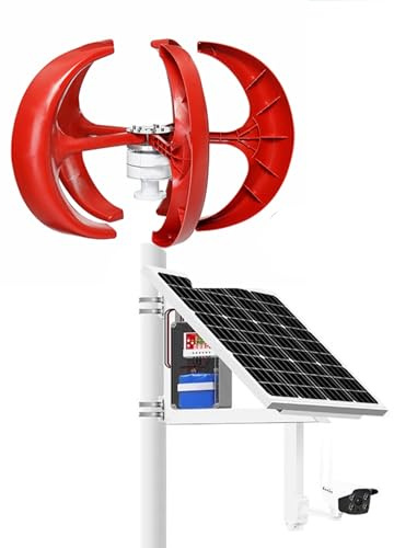 HYZHANHONG 24V, Aerogenerador de 12 V, 24 V, 48 V, 12 000 W, Linterna roja, Eje Vertical, para jardín, Barco, Kit de 5 Hojas con Controlador