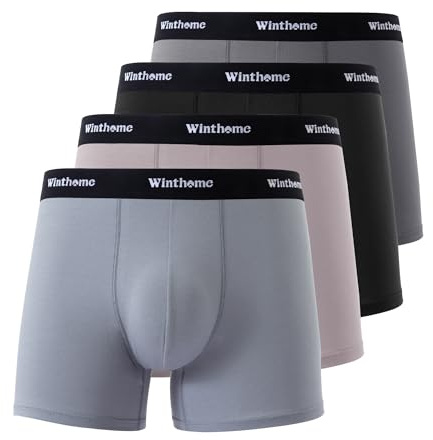 Winthome Calzoncillos Hombre Boxer Algodon (Lote de 4) - Boxers para Hombres Transpirable Cómodo, Ropa Interior Hombre Suave y Duradero, con Elástico, Etiqueta Sin Costuras (S-2XL)