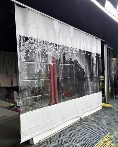 Rideau de Séparation pour Garage Rideau de Porte de Garage Enroulable Isolé Transparent, Rideaux Imperméables Industriels pour Atelier de Peinture(WxH 300x244cm/118.1x96in)