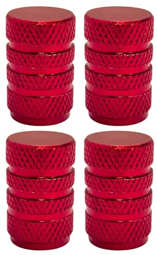 cyclingcolors 4X Ventilkappen Ventildeckel aus Aluminium Metall für Schrader-Ventil Reifen Fahrrad Motorrad Auto Quad E-Scooter, rot