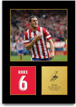 HWC Trading Koke Atletico Madrid Regalos Impresos Imagen De Autógrafo Firmado Para Los Aficionados Al Fútbol Y Partidarios (ID-004663) - A4 Solo Impresión