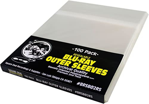 12mm Blu-Ray Resealable Sleeves - Compatible with Blu-Ray, Xbox One, and HD-DVD (100 pack)