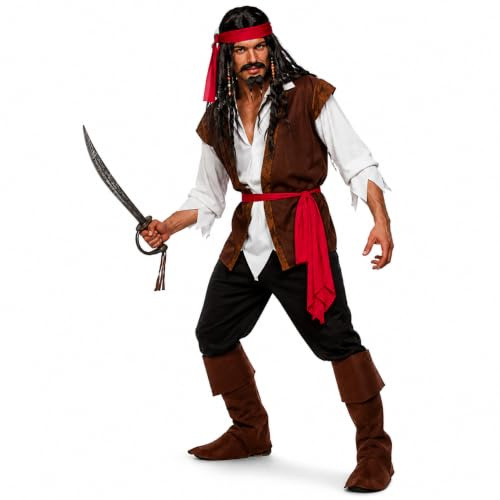 Wicked Costumes Mens Caribbean Pirate Fancy Dress Costume – Adult Buccaneer Outfit for Halloween, World Book Day & Themed Parties