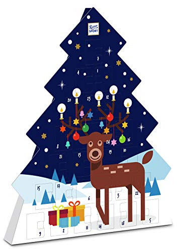 RITTER SPORT Calendario dell'Avvento, 26 Praline Miste, 208 g | Regalo di Natale, cioccolato al Latte e Fondente, ripieni assortiti