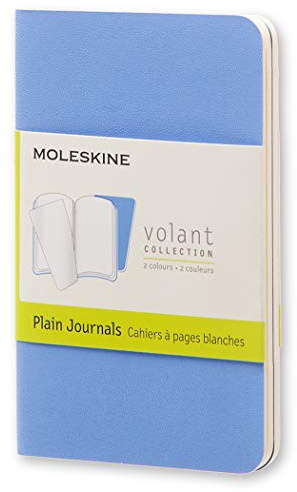 Moleskine Volant Notizhefte (blanko, X-Small, Weicher Einband) 2er-Set Puderblau/königsblau