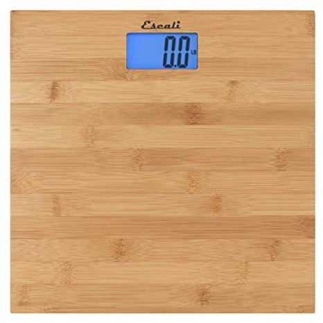 Escali Bamboo Digital Electronic Bathroom Scale for Body Weight, Bath Scale with Extra-High Capacity of 440 lb, Batteries Included