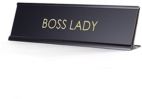 Boss Lady - Black Desk Name Plate for Boss (2 x 8)