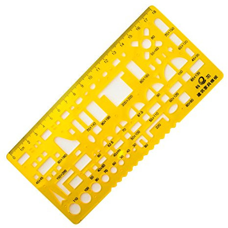 HAND KJ-008 Kunststoff Architektonische Technik Zeichnung Möbel Symbole für Haus Innenraum Grundriss Design Zeichnung Formen Vorlage Schablone - 18cm