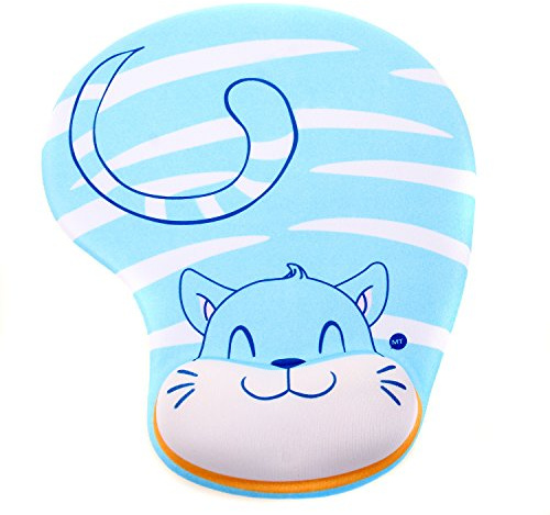 TUKA Mouse pad con comodo supporto in gel per polso, con imbottitura in gel di polso, Tappetino per mouse con poggia polsi imbottito, gatto blu, TKC5100 bluecat