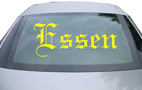 Indigos UG Aufkleber Heckscheibe & Motorklappe - neongelb - 600x241 mm - Stadt Essen - selbstklebender Sticker für Auto, Fenster, Bus oder LKW