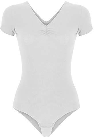 FREDDY - Stretchig jersey kortärmad bodysuit, Vit, XS