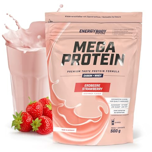 Energybody Mega Protein Erdbeer 500 g, Eiweißpulver