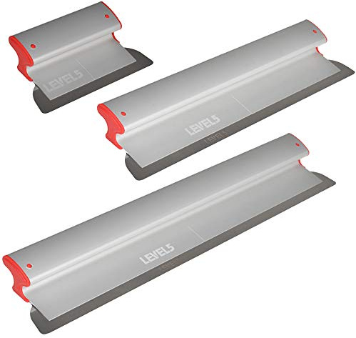 LEVEL5 Skimming Blade Set - 10, 24 & 32 Blades | LEVEL5 | Smoothing/Knockdown Drywall Knife | Extruded Aluminum & European Stainless Steel Construction | High-Impact End Caps | 5-444
