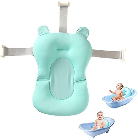 Liamostee Baby Badewanne Neugeborene Anti-Rutsch-Luftkissen schwimmende weiche Sitzauflage für 0-1 Jahre, Baby-Kleinkindbadewanne, Badematte, Badewanneneinsatz, Polyester, Blau