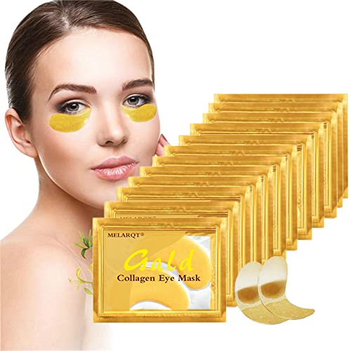 MELARQT Augenmaske, 24K Gold Gel-Pads für die Augenpartie, Anti-Aging, Feuchtigkeitscreme für Falten unter den Augen, Feuchtigkeitscreme für Falten unter den Augen, Entfernung von Tränensäcken, Augenr