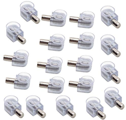 lasenersm 20 Pieces Modern Clear-blue Metal Shelf Support Pins, 5.85mm Diameter, Suction Cup Glass Shelf Support, 25 x 13.3mm, 20 Count