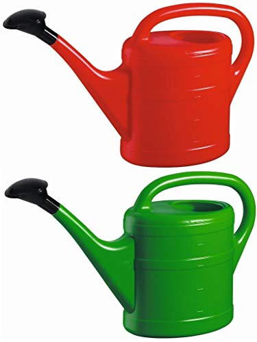2X Gießkanne 5L ROT + GRÜN + 1x KÜHLSCHRANKMAGNET! Gießkannen Kunststoff für groß & klein, Garten & Zimmerpflanzen Gieskanne Gieskannen Giesskanne 5 Liter Watering Can Kinder Zimmergießkanne