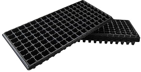 RooTrimmer GGBQ128 Anzuchtschalen mit 128 Zellen, dick, langlebig, 128 Zellen, flach, Kunststoff, Flache Schale für TD538 1020 Tabletts (54 cm, 28 cm, tief 4,8 cm), 10 Stück