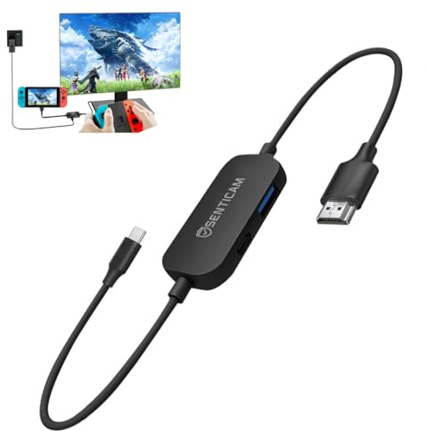 Switch TV-Dockingstation, tragbarer Ladeständer für Nintendo Switch, kompakter USB-C auf HDMI-Adapter, Mini-Switch-Dock mit USB 3.0-Anschluss, Ersatz-Dockingstation für Nintendo Switch… (Black)