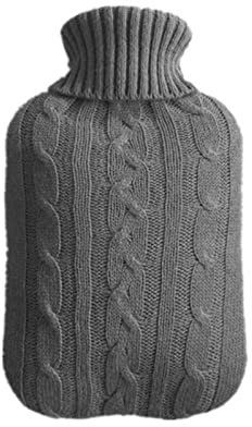 KINHA 2000 ml Wärmflasche, gestrickter Bezug, einfarbig, Tasche, Handwärmer, Winterwärmeerhaltung, große Wärmflaschenbezug