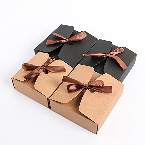 LUMoony 10Pcs 2 Farben Geschenkschachtel Kraftpapier Geschenkboxen mit Seidenband Schachtel Geschenkschachteln für Geschenke, Party, Geburtstag, Hochzeit Kraftpapier Box