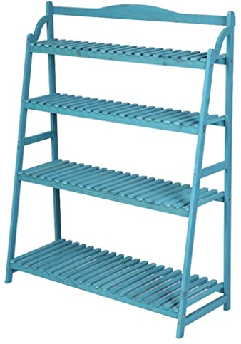Blumenständer Fensterbank Blumenregal Holz Blumentreppe Pflanzentreppe 4-stöckiges Blumenbank Wohnzimmer Für Sukkulenten, Pflanzenleiter Ständer Indoor Outdoor Balkon ( Color : /Blue , Size : 90cm )