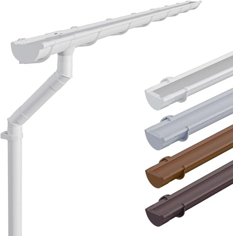 INEFA hängränneset plast NW125 / 125 mm halvrund vit 4 m – PVC takränna med stuprör DN100 för friggebod och carport