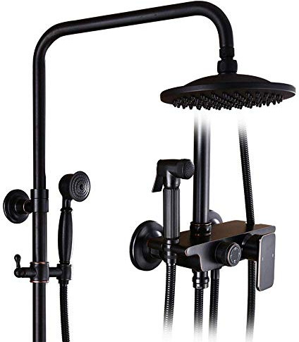 Regendusche Wasserhahn Golden Black Badezimmer Brausegarnitur mit Bidet-Sprüher-Mischer-Wand-Brause-Warm-Kaltwasser-Hahn