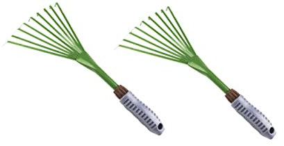 DOITOOL 2st Gartenrechen Laubrechen Aus Metall Handwerkzeuge Kelle Gartenwerkzeug Unkrautrechen Manuelle Unkrautstecher Rechen Grubber Feder Werkzeug Falllaubrechen Schwer Krallen Eisen