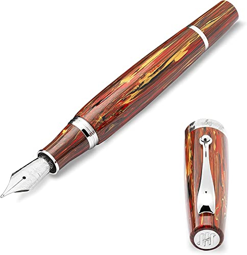 Montegrappa Mia Flaming Heart Füllfederhalter aus Harz und Edelstahl in der Farbe Rot-Braun-Silber, Federstärke: F, Länge: 14cm, ISMIA2I6