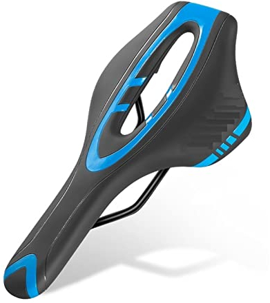 MBROS Fit für neuen Fahrradsattel, hohl, atmungsaktiv, MTB, Rennrad-Sitz, PU-Leder, rutschfest, Dämpfung, bequem, Radfahren, Rennrad-Sattel (Farbe: Blau)