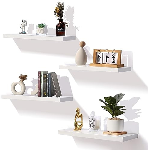 ColdShine Wandregal Regalbrett Weiß 60cm, Regale für Wand 4er-Set, Schweberegal, Lackierung ist gleichmäßig für Wohnzimmer Küche Flur Schlafzimmer Badezimmer