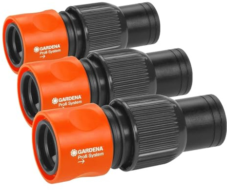 Raccord rapide grand débit de Gardena : embout de tuyau avec raccord rapide, écrou de serrage, adapté aux tuyaux de 19 mm (3/4 Pouce) (2817-20) (Lot de 3)