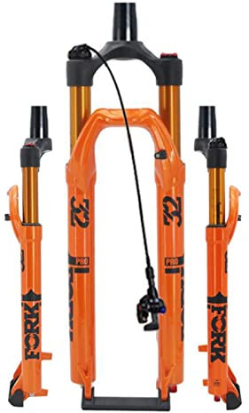 ZECHAO Fahrrad Gabel MTB 120mm Travel,9mm Schnellspanner 27,5/29inch Air Mountain Bike Federgabeln Rebound-Anpassung 1-1/2 Fahrrad Federgabel (Color : Orange, Size : 29inch)