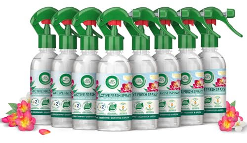 Airwick Profumatore per Ambienti, Confezione da 8 Spray da 250ml, Spray Active Fresh al Profumo di Fresia, Deodorante Ambiente