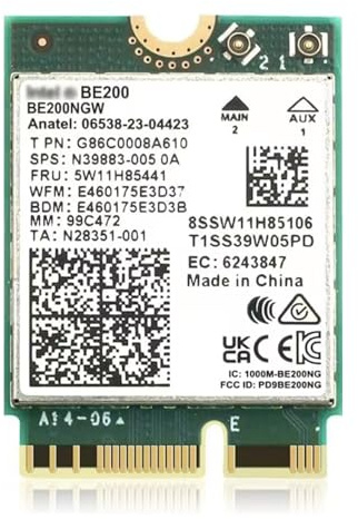 WiFi 7 BE200NGW WiFi M.2 Card Tri-Band 802.11be WiFi Module, 6-Stream 9.3Gbps, Bluetooth 5.4, 4K QAM, 320MHz, 802.11BE Adapter for Laptop and PC, Support Windows 10/11 64bit (Not Support All AMD CPU)