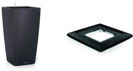 Lechuza CUBICO Color 30 schiefergrau 13138, 29.5x29.5x56.5 cm & CUBICO 30 Rolluntersatz, Anthrazit Metallic, 35 x 35 x 6,5 cm